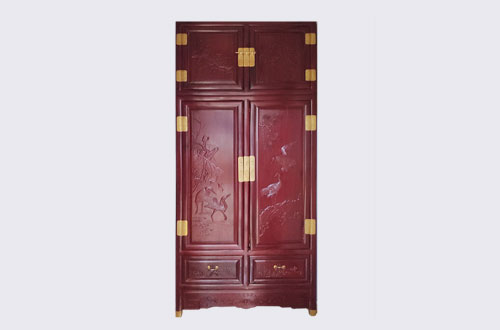 厦门高端中式家居装修深红色纯实木衣柜